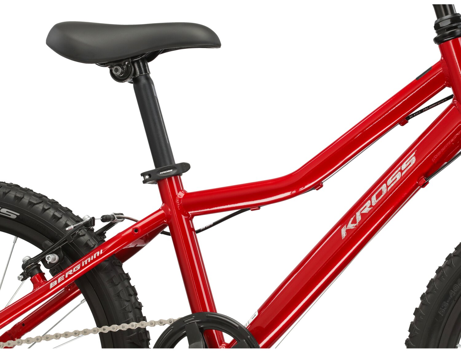 Obniżona czerwona rama z aluminium w rowerze dziecięcym KROSS Berg Mini