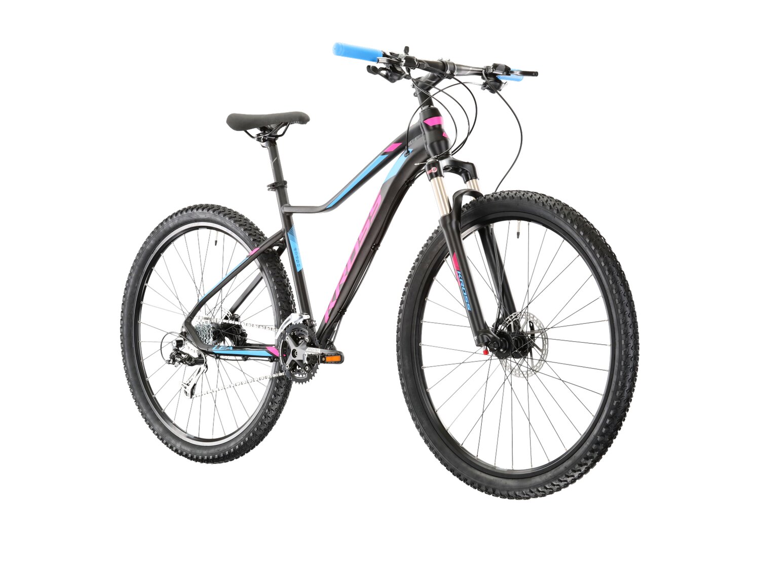 Damski rower górski MTB Woman Kross Lea 8.0 SR na aluminiowej ramie w kolorze czarnym wyposażony w osprzęt Sunrace 