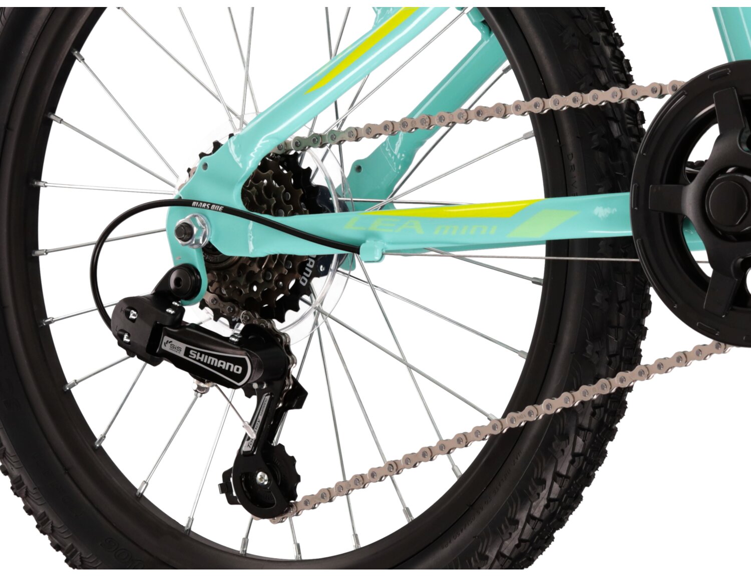  Tylna sześciorzędowa przerzutka Shimano Tourney TY21 oraz hamulce v-brake w rowerze dziecięcym KROSS Lea Mini 2.0 