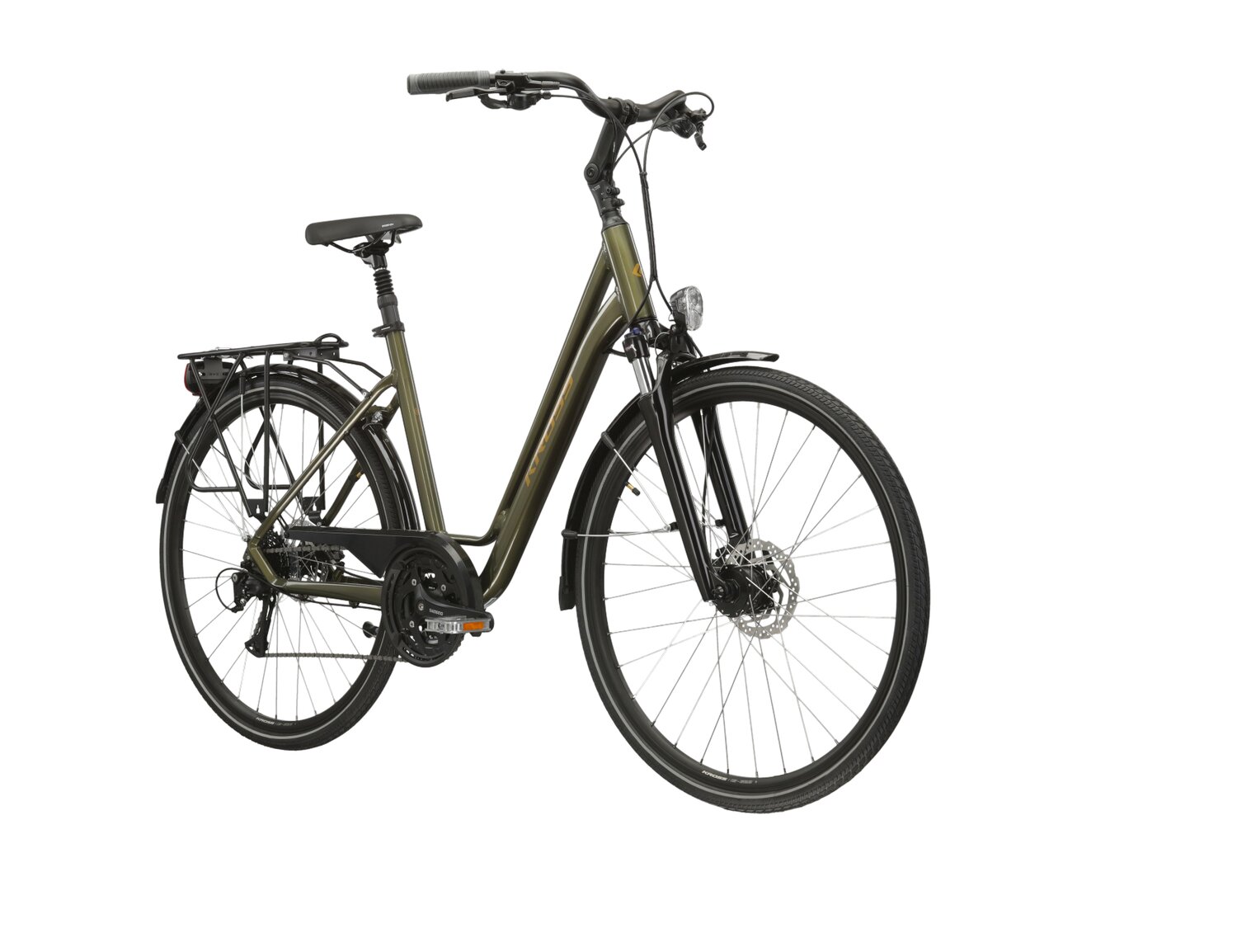  Rower miejski KROSS Sentio 4.0 na aluminiowej ramie w kolorze khaki wyposażony w osprzęt Shimano
