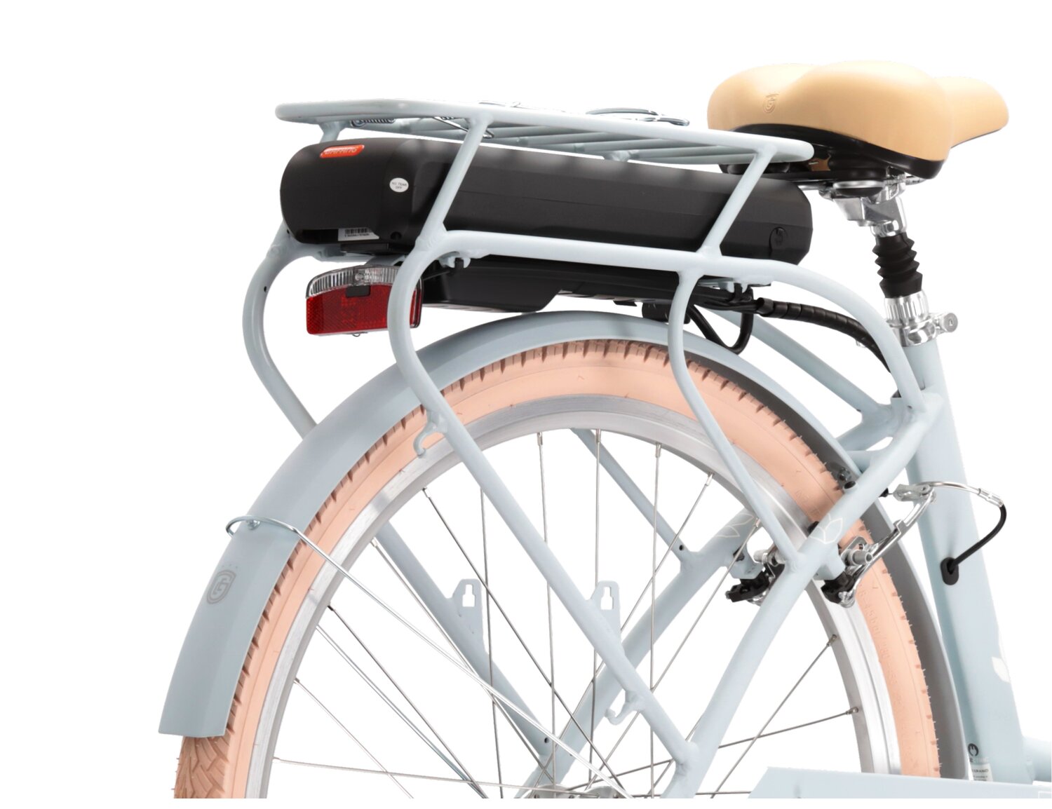 Tylny bagażnik, błotniki oraz podpórka w elektrycznym rowerze miejskim Ebike City Le Grand Elille 2 447 Wh 
