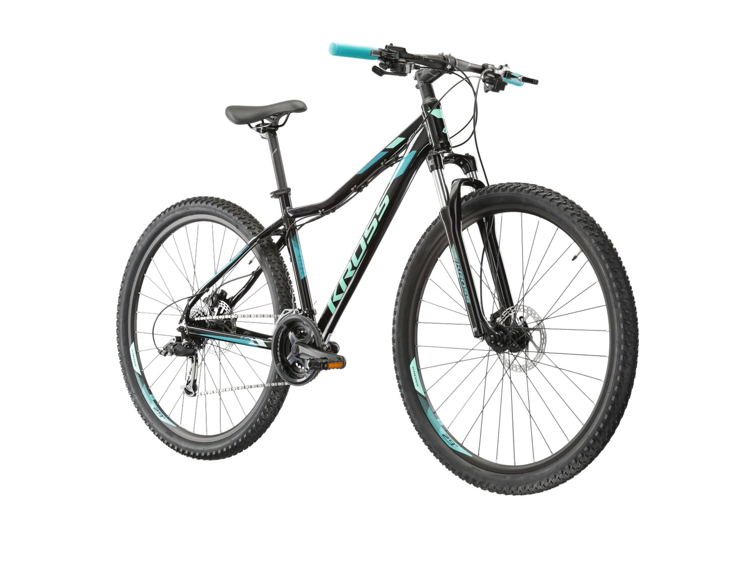 Damski rower górski MTB Woman Kross Lea 5.0 MS na aluminiowej ramie w kolorze czarnym wyposażony w osprzęt Microshift 