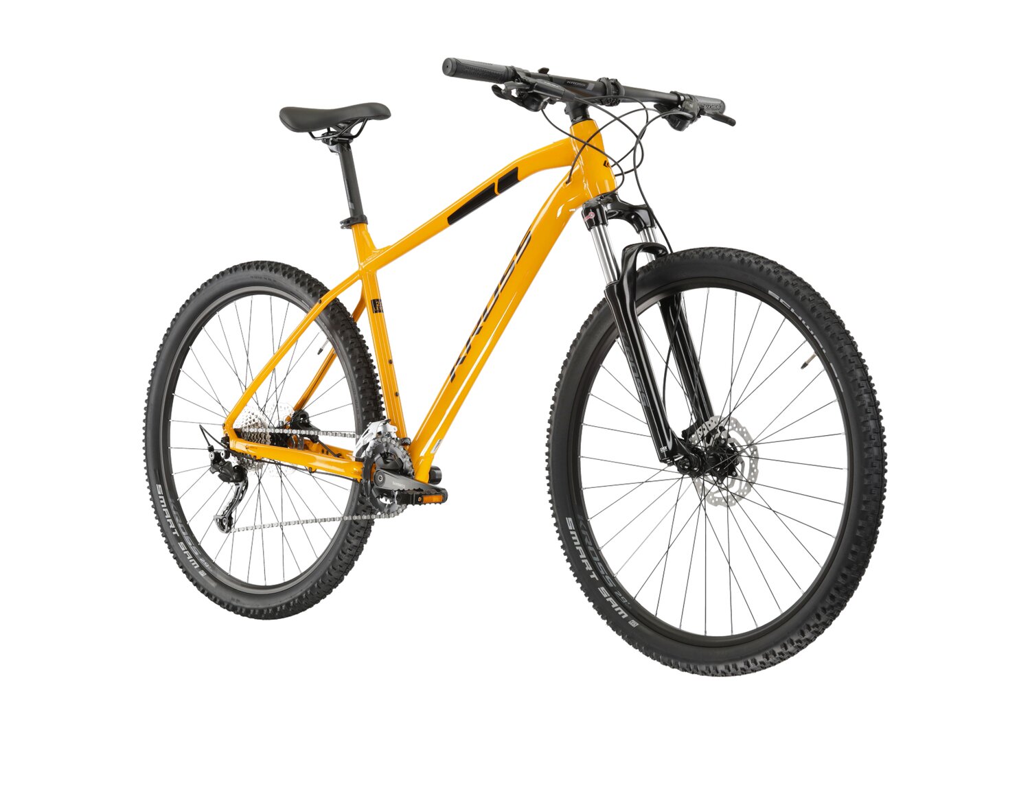  Rower górski MTB XC KROSS Level 2.0 SM na aluminiowej ramie w kolorze żółtym wyposażony w osprzęt Shimano 