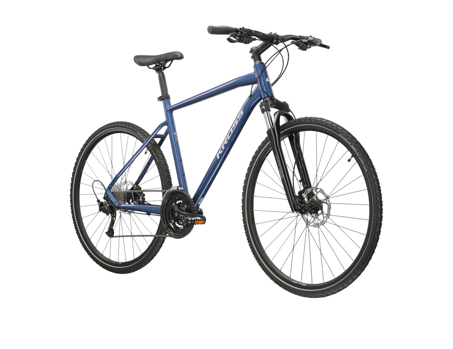  Rower crossowy KROSS Evado 6.0 na aluminiowej ramie w kolorze niebieskim wyposażony w osprzęt Shimano