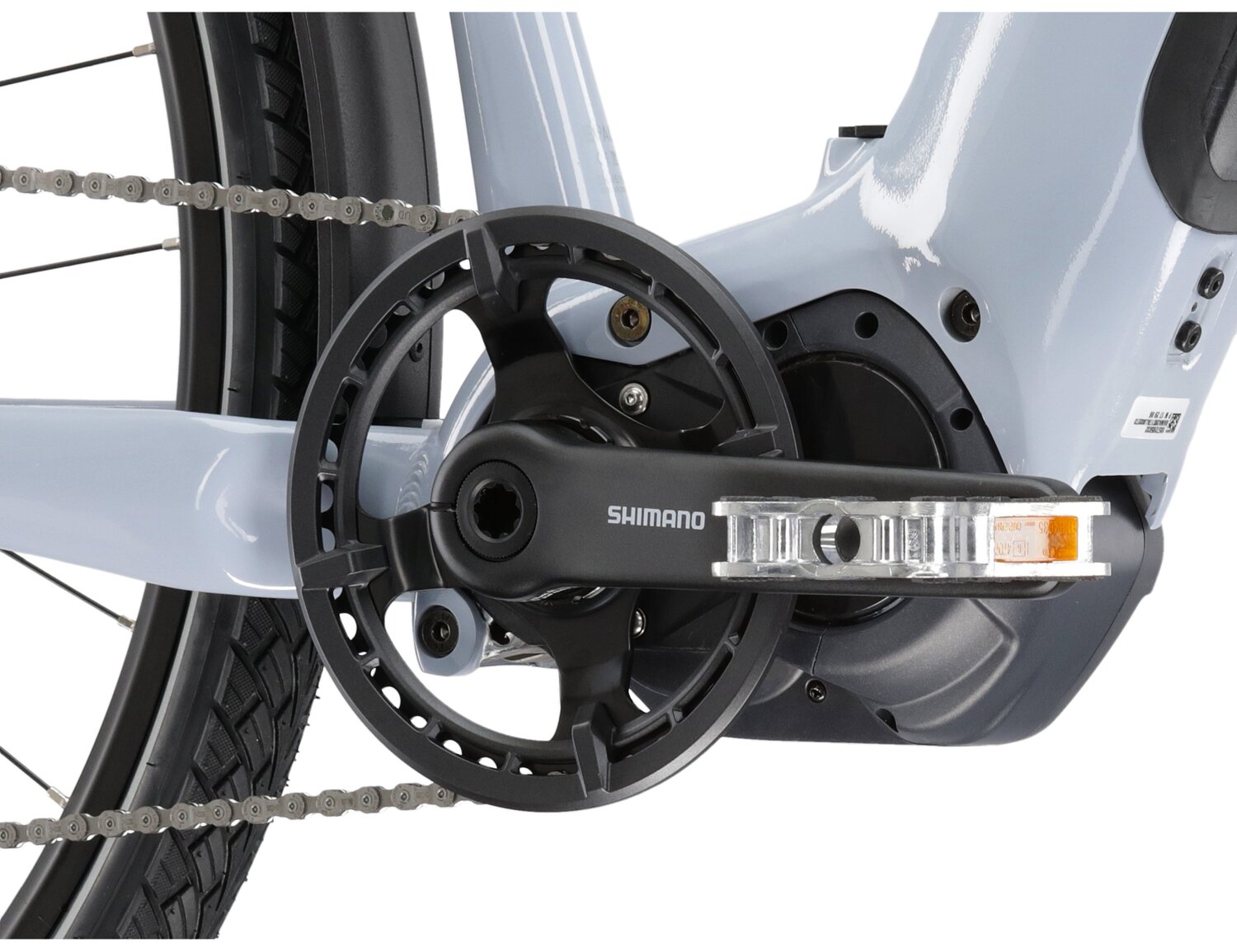 Zamontowana w ramie bateria Simplo o pojemności 500 WH oraz silnik centralny Shimano E6110 w elektrycznym rowerze trekkingowym Ebike KROSS Trans Hybrid 4.0 500 Wh UNI 