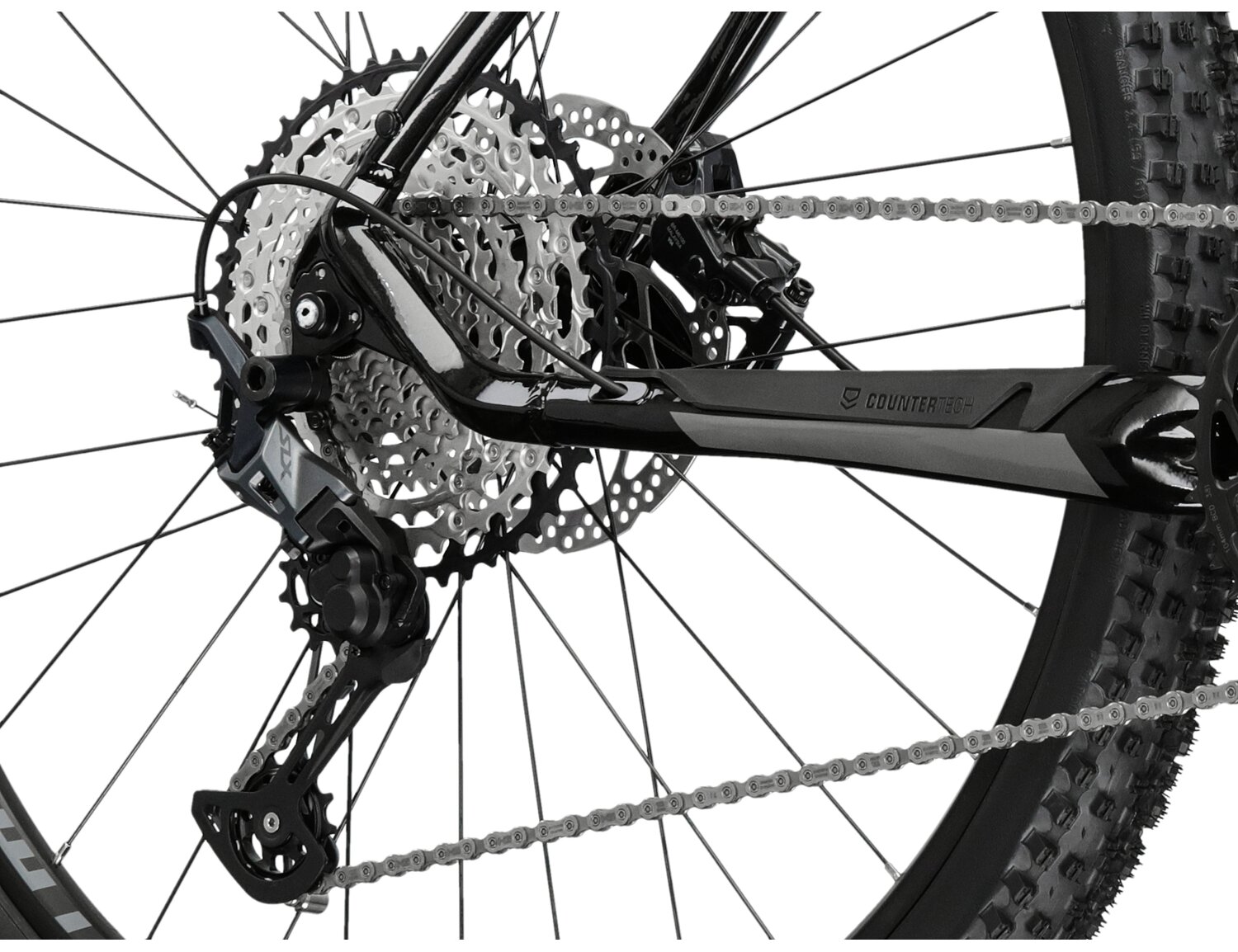  Tylna dwunastoiegowa przerzutka Shimano Deore SLX M7100 oraz hydrauliczne hamulce tarczowe Shimano M6100 w elektrycznym rowerze górskim Ebike MTB XC KROSS Level Boost 3.0 630 Wh 