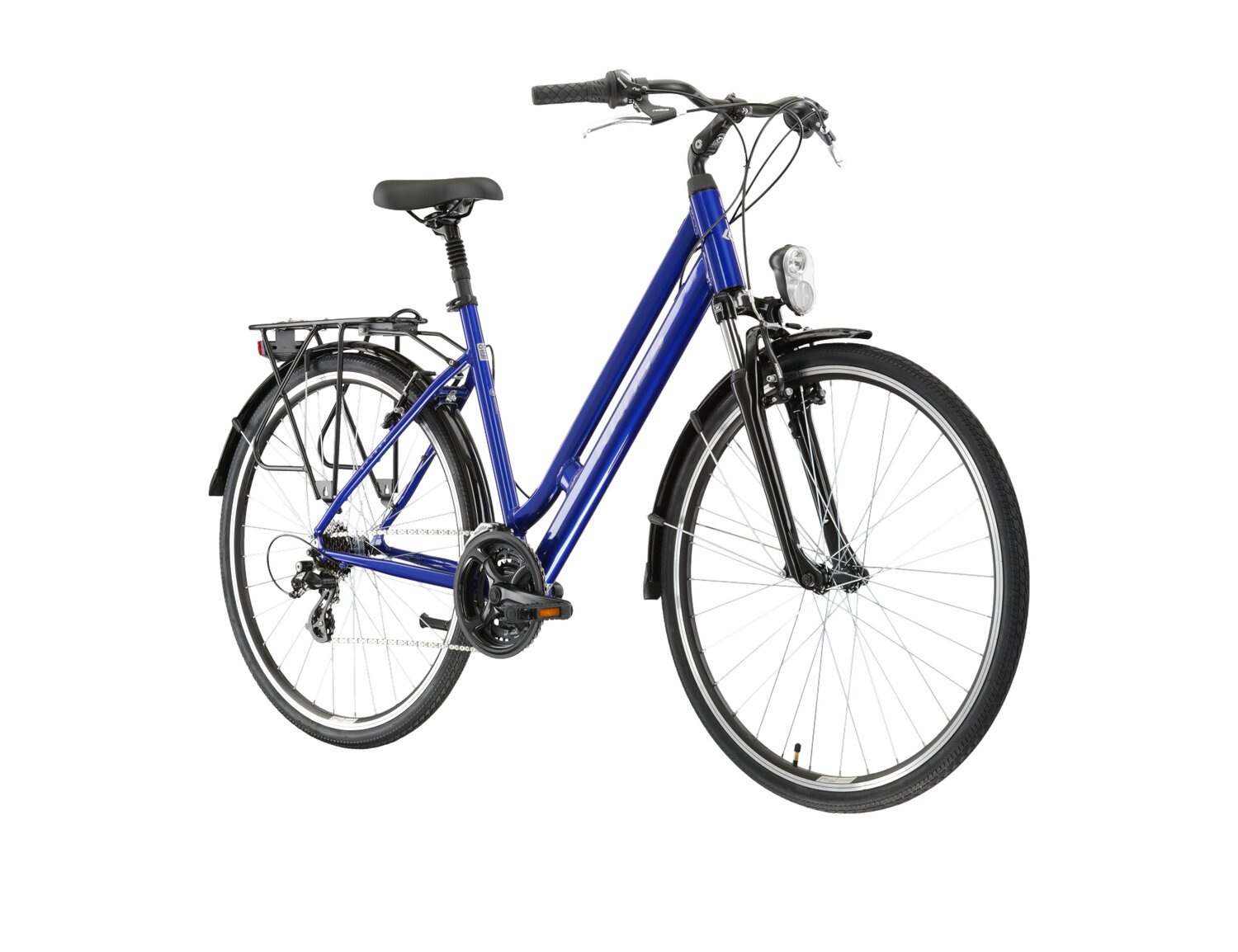  Rower miejski KROSS Sentio 2.0 na aluminiowej ramie w kolorze niebieskim wyposażony w osprzęt Shimano