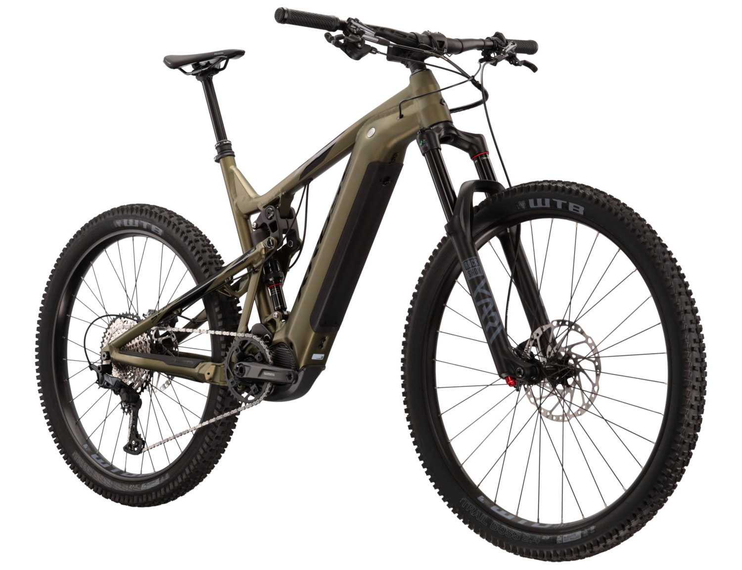  Elektryczny rower górski Ebike MTB XC Full Suspension KROSS Soil Boost 2.0 630 Wh na aluminiowej ramie w kolorze zielonym wyposażony w osprzęt Shimano i napęd elektryczny Shimano