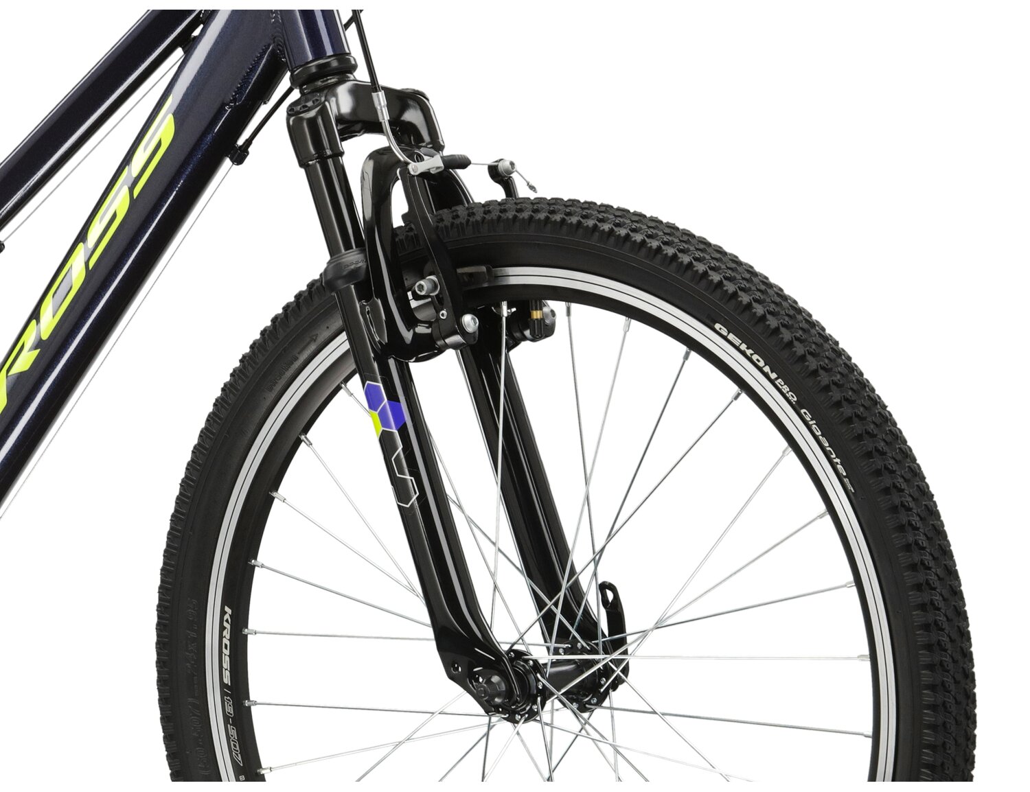  Aluminowa rama, amortyzowany widelec o skoku 40mm oraz opony o szerokości 1,95 cala w rowerze juniorskim KROSS Hexagon JR 1.0 