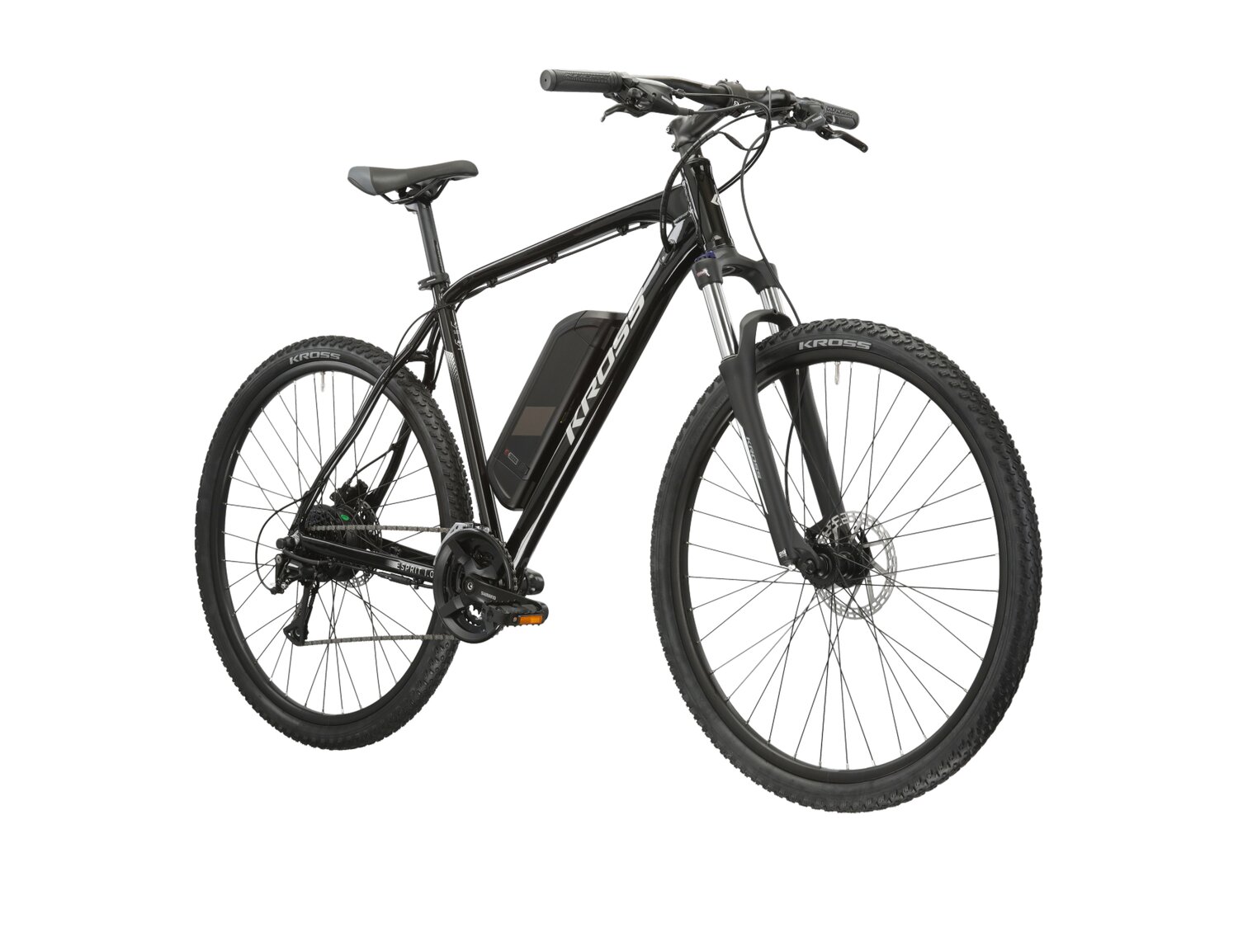 Elektryczny rower górski Ebike MTB Kross Esprit Boost 1.0 na aluminiowej ramie w kolorze czarnym wyposażony w osprzęt Shimano i elektryczny napęd Bafang 