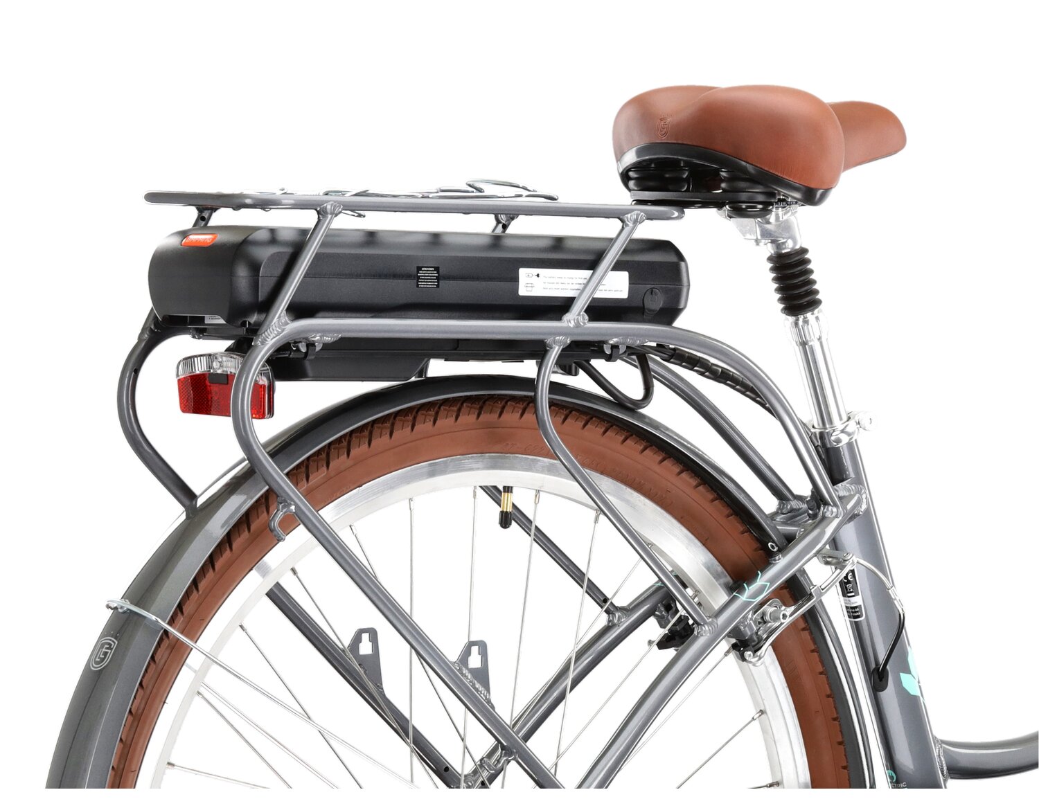 Tylny bagażnik, błotniki oraz podpórka w elektrycznym rowerze miejskim Ebike City Le Grand Elille 1 450 Wh 