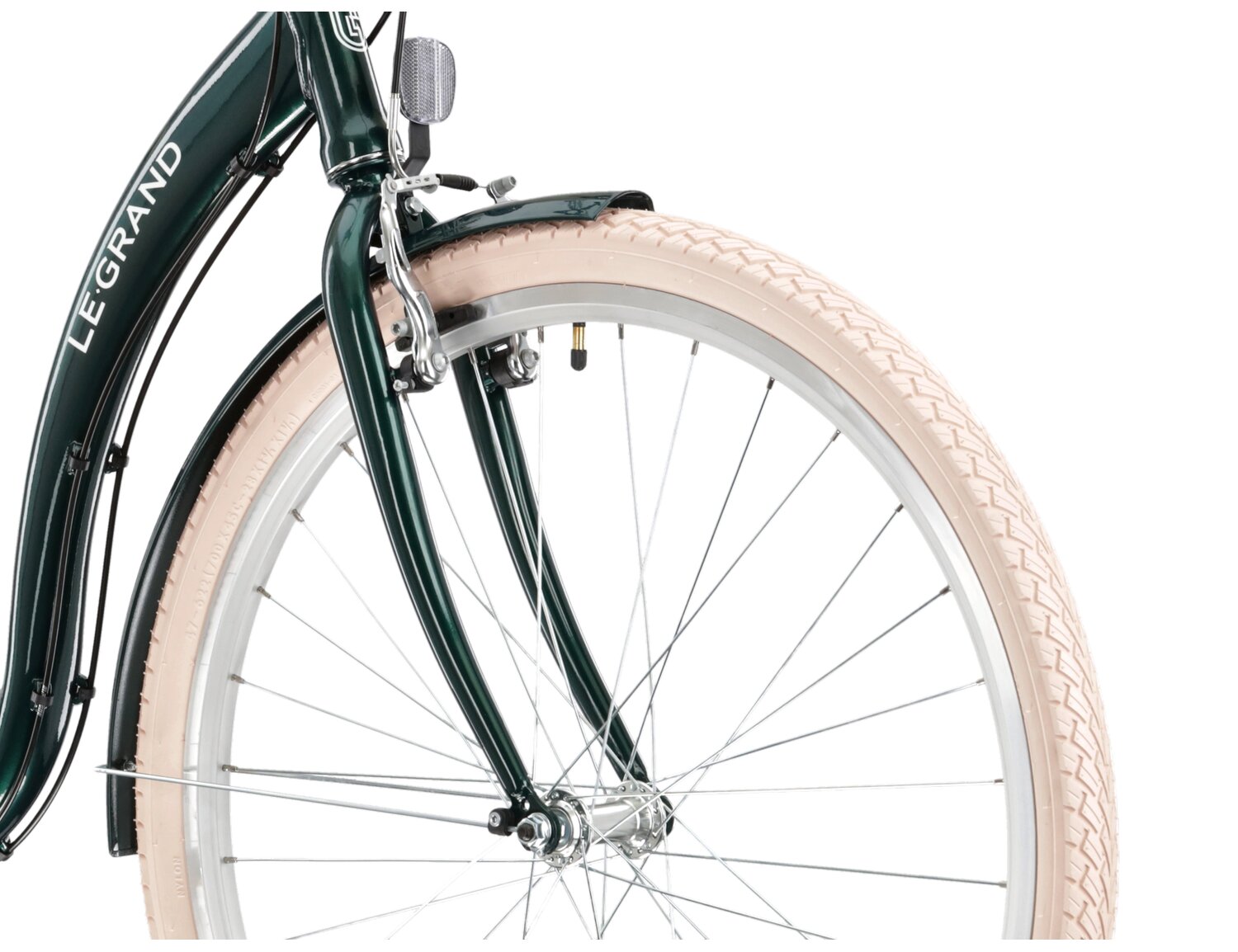Aluminowa rama, sztywny stalowy widelec oraz opony o szerokości 1,75 cala w rowerze miejskim Le Grand Lille 2 