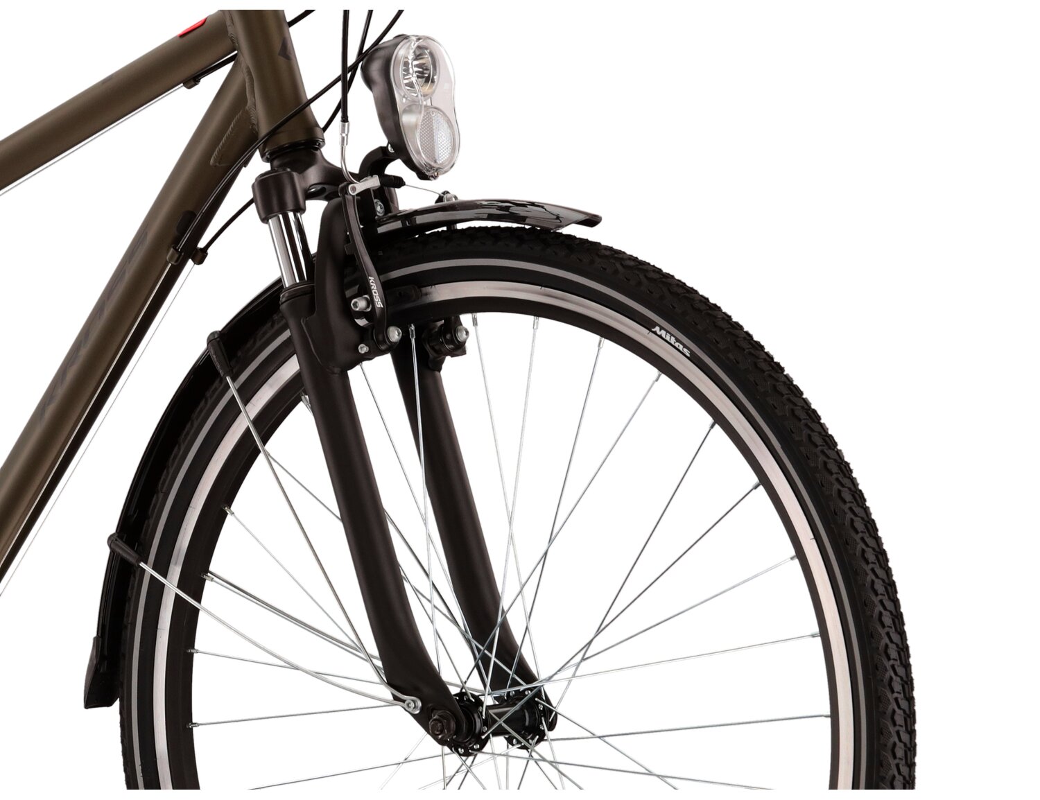 Aluminowa rama, amortyzowany widelec KROSS oraz opony Wanda w rowerze damskim KROSS Trans 2.0 