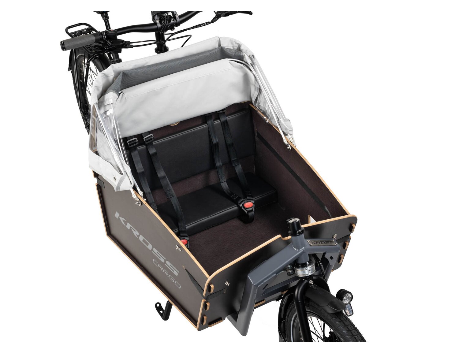  Skrzynia z siedziskiem dla dziecka w rowerze elektrycznym cargo Ebike KROSS E-Cargo 1.0 Family 
