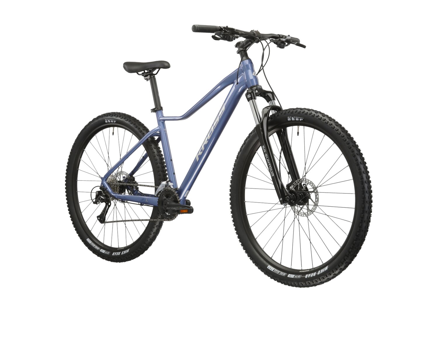 Damski rower górski MTB Woman Kross Lea 4.0 na aluminiowej ramie w kolorze niebieskim wyposażony w osprzęt Shimano 