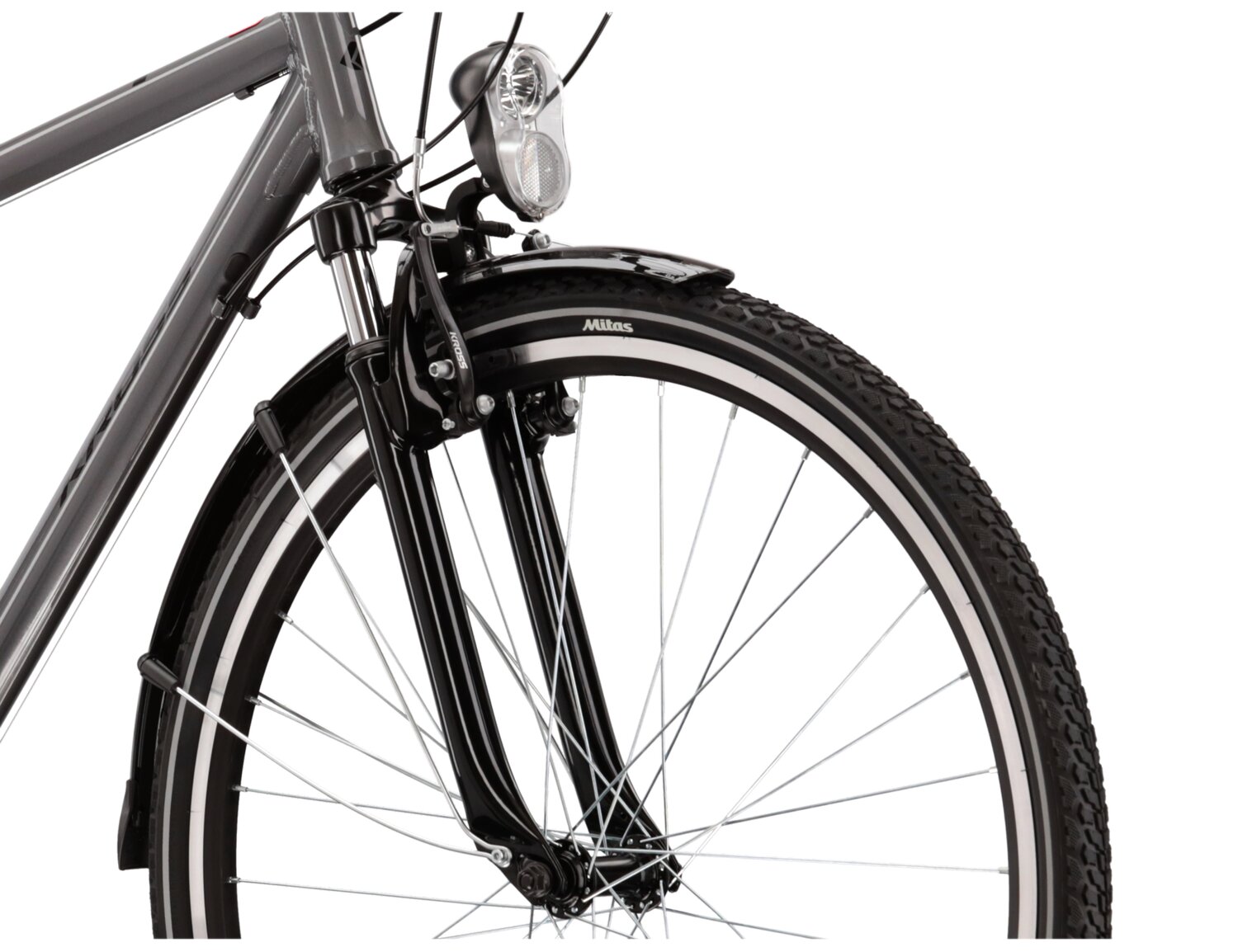 Aluminowa rama, amortyzowany widelec KROSS oraz opony Wanda w rowerze damskim KROSS Trans 2.0 