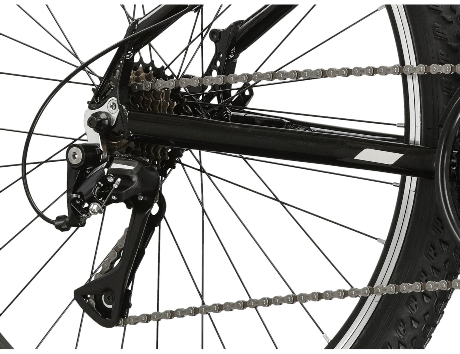  Tylna siedmiobiegowa przerzutka Shimano Acera M3020 oraz hamulce v-brake w rowerze juniorskim KROSS Berg JR 1.1 