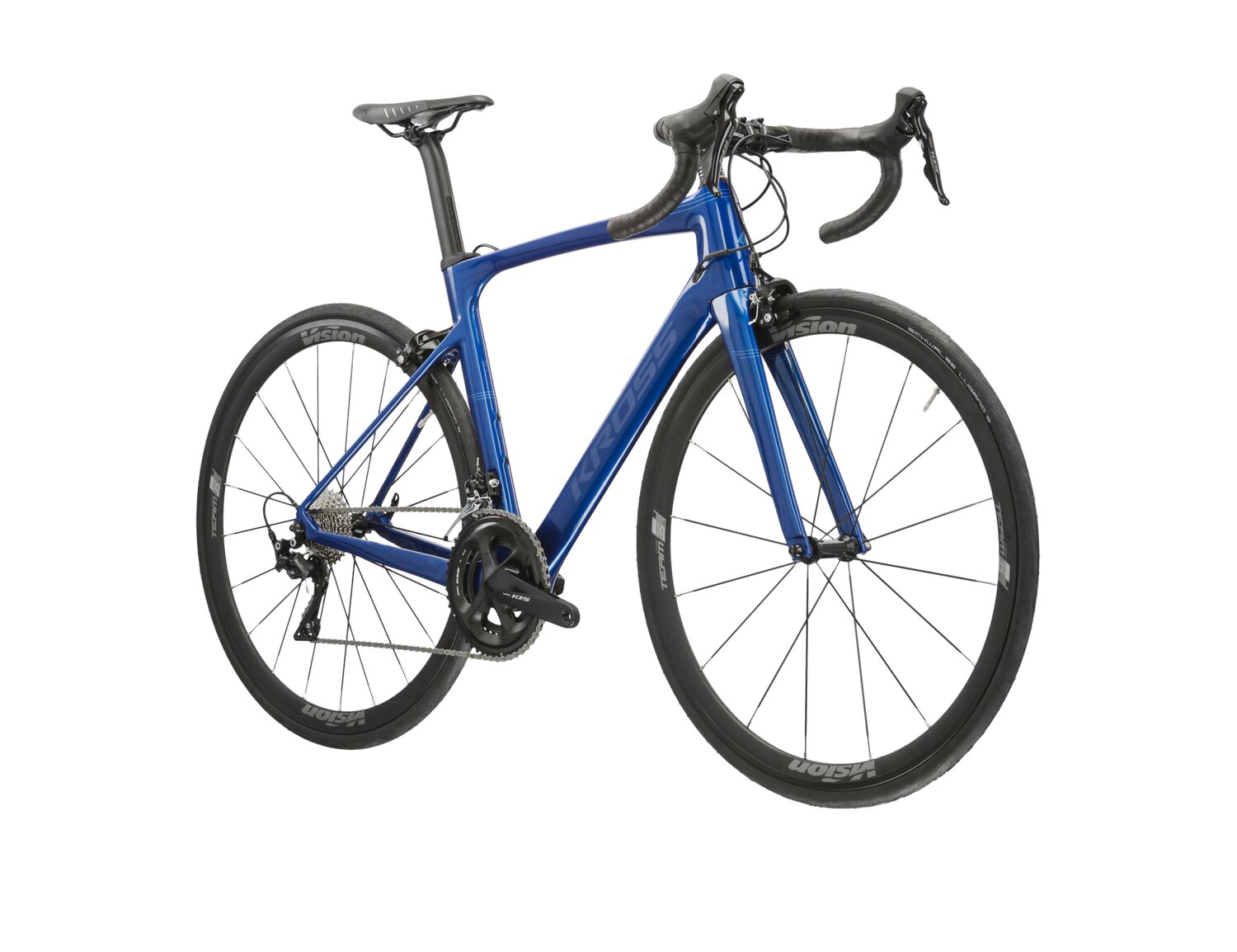  Rower szosowy KROSS Vento 7.0 na carbonowej ramie w kolorze niebieskim wyposażony w osprzęt Shimano 