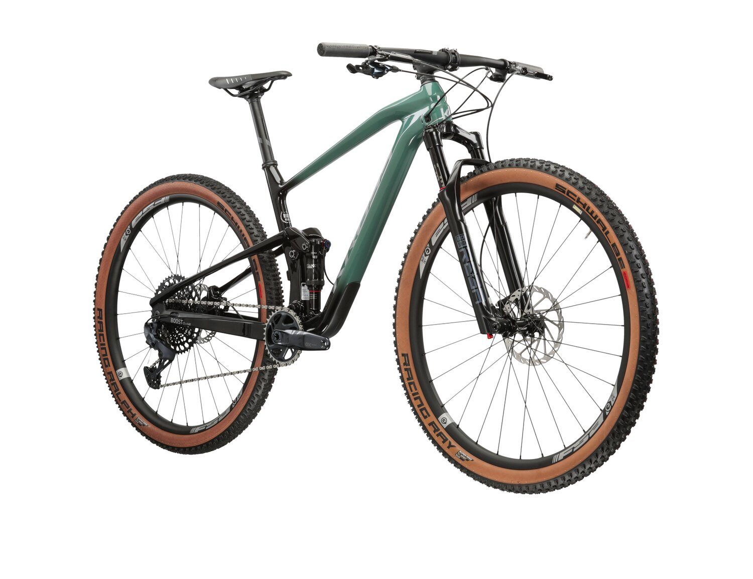  Rower górski MTB XC Full Suspension KROSS Earth 3.0 na carbonowej ramie w kolorze zielonym wyposażony w osprzęt Shimano 