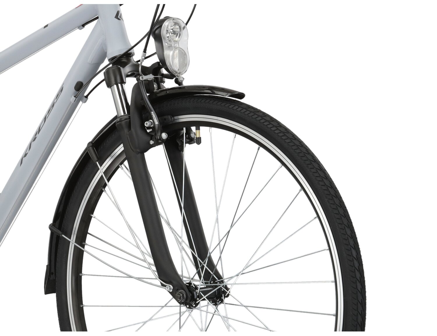Aluminowa rama, amortyzowany widelec KROSS oraz opony Wanda w rowerze trekkingowym KROSS Trans 1.0 SK 