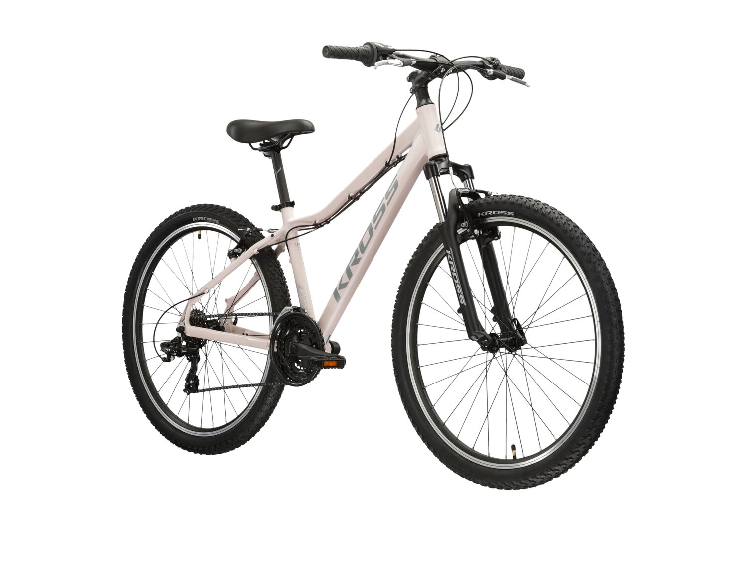 Damski rower górski MTB Woman Kross Lea 1.0 na aluminiowej ramie w kolorze różowym wyposażony w osprzęt Shimano 