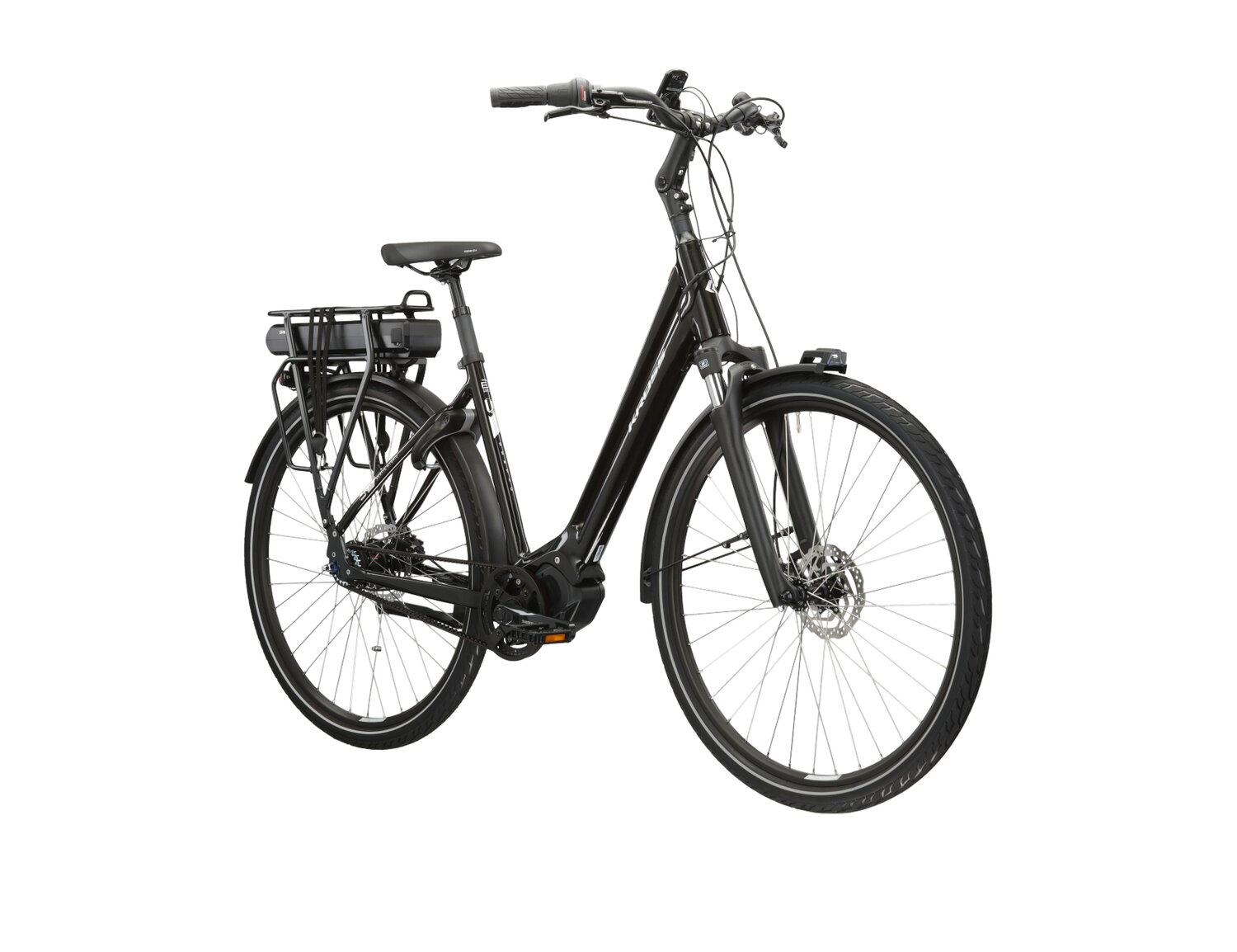  Elektryczny rower miejski Ebike City KROSS Sentio Hybrid 5.0 504 Wh UNI na aluminiowej ramie w kolorze czarnym wyposażony w osprzęt shimano i napęd elektryczny Shimano