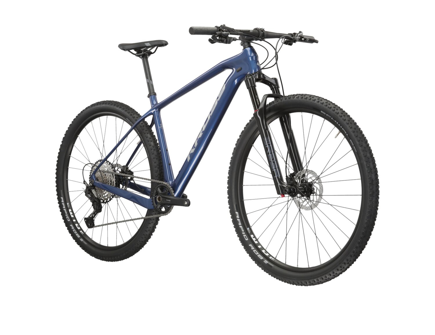  Rower górski MTB XC KROSS Level 11.0 na carbonowej ramie w kolorze niebieskim wyposażony w osprzęt Shimano 