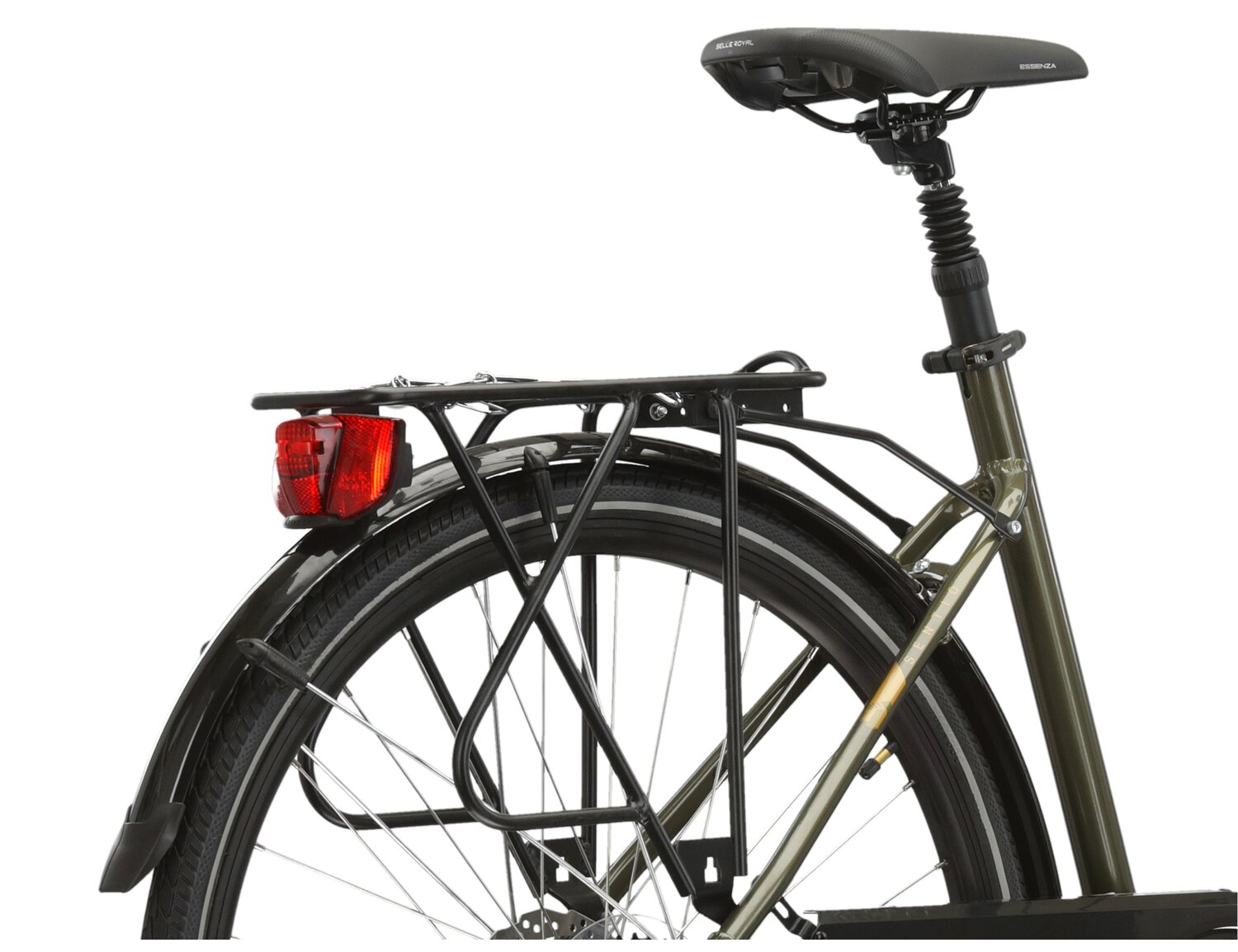 Tylny bagażnik, błotniki, podpórka oraz oświetlenie w rowerze miejskim KROSS Sentio 4.0 