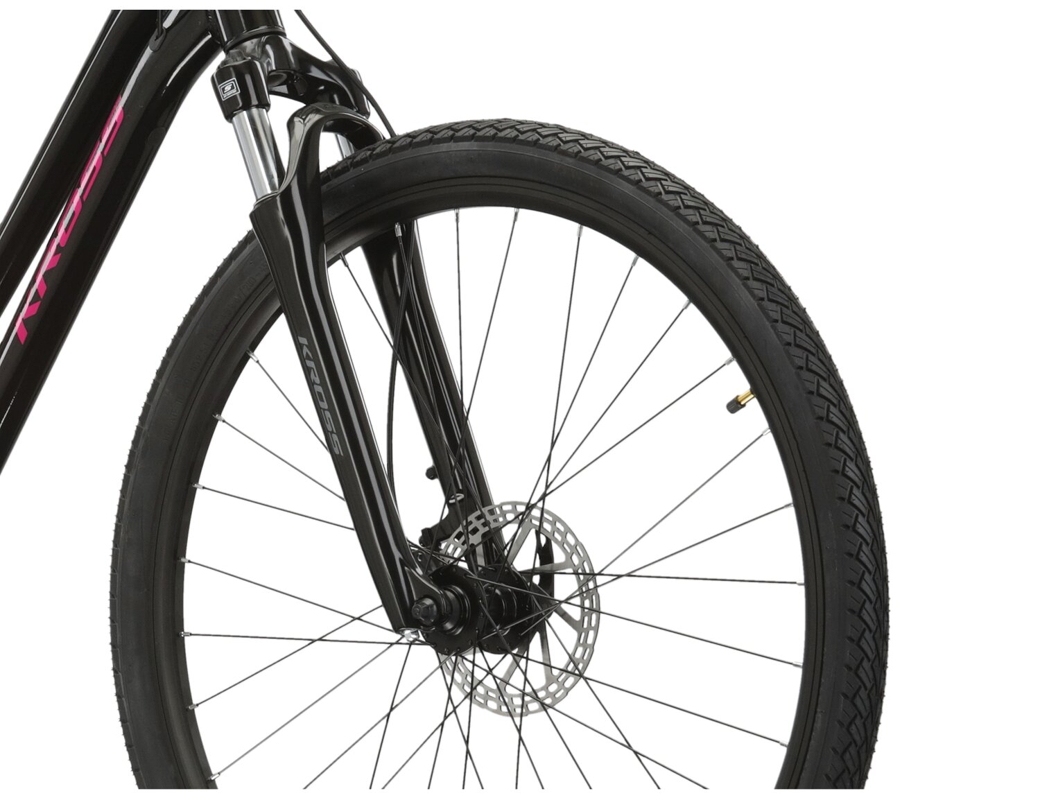 Aluminowa rama, amortyzowany widelec SR SUNTOUR NEX oraz opony Wanda w rowerze crossowym damskim KROSS Evado 4.0 