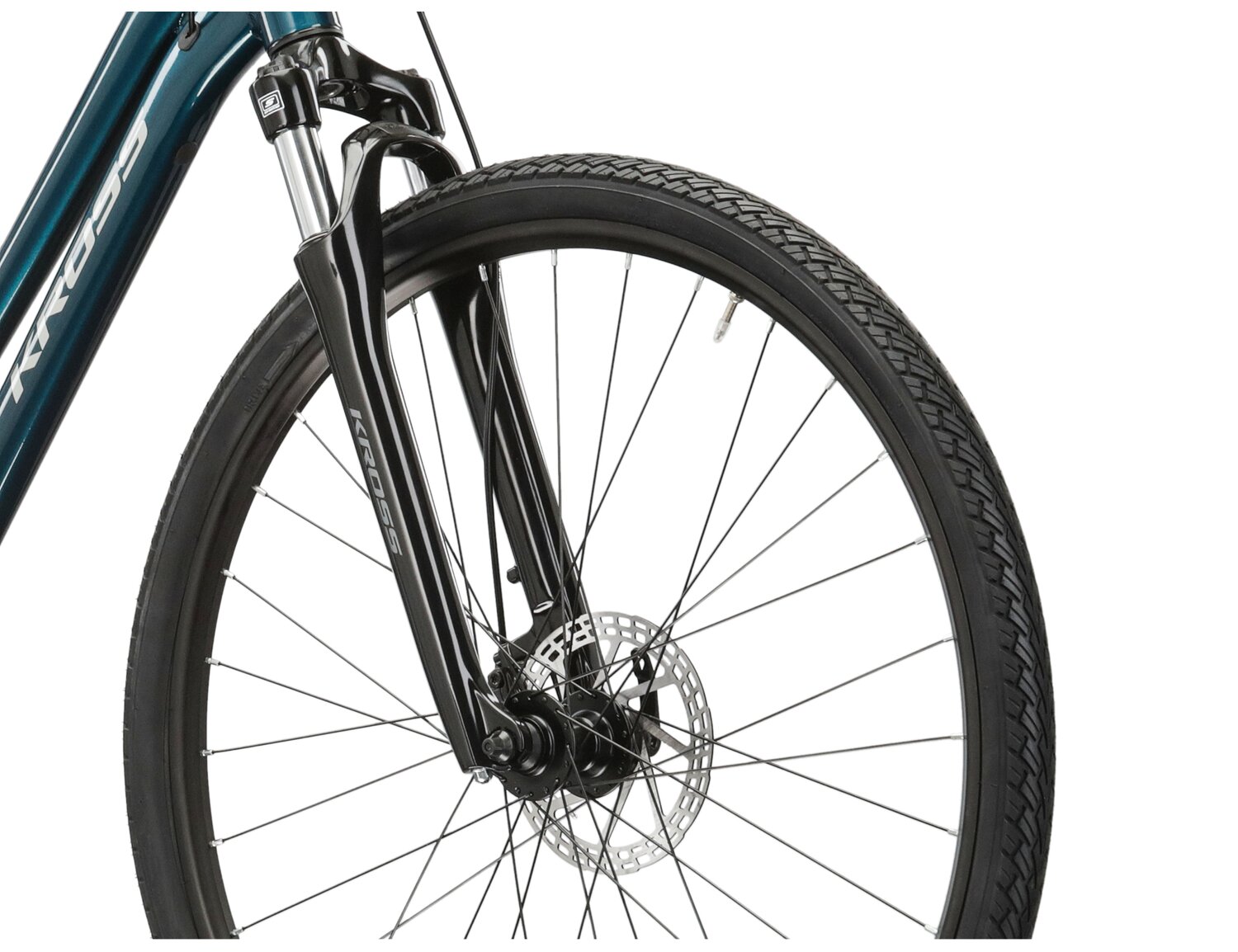 Aluminowa rama, amortyzowany widelec SR SUNTOUR NEX oraz opony Wanda w rowerze crossowym damskim KROSS Evado 3.0 