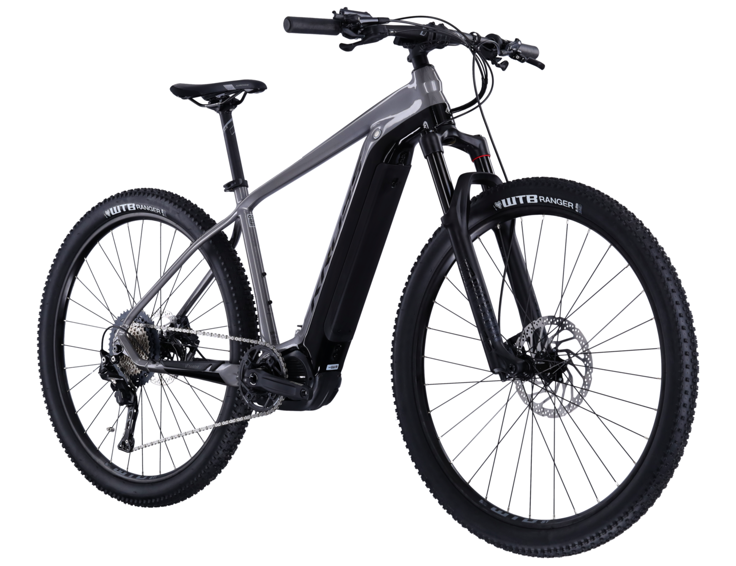  Elektryczny rower górski Ebike MTB XC KROSS Level Boost 3.0 630 Wh na aluminiowej ramie w kolorze grafitowym wyposażony w osprzęt Shimano i napęd elektryczny Shimano 