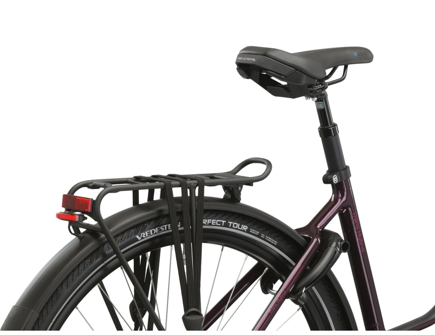  Bagażnik rowerowy, siodełko Selle Royale oraz zintegrowane oświetlenie w rowerze elektrcyznym Kross Trans Hybrid Prestige 