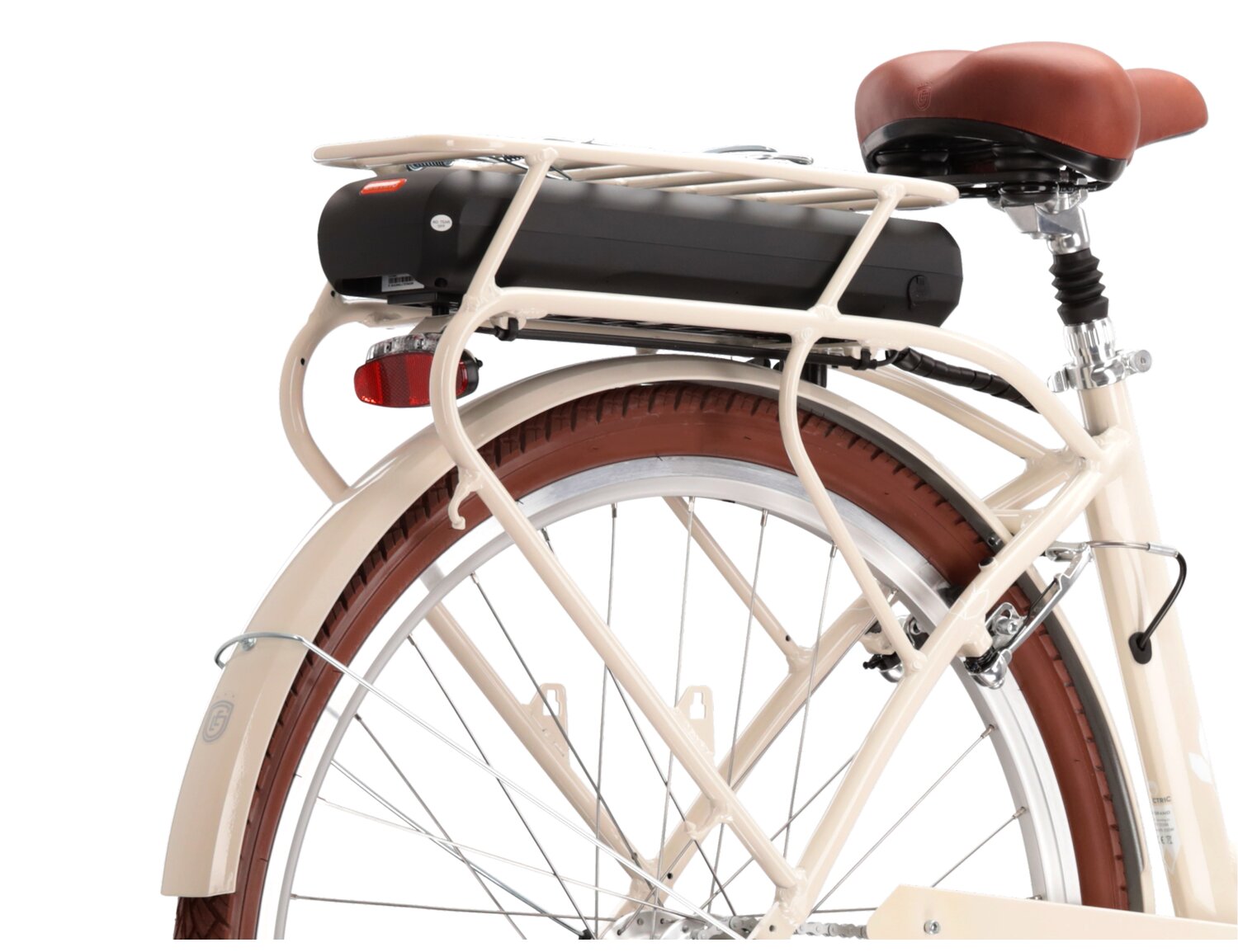 Tylny bagażnik, błotniki oraz podpórka w elektrycznym rowerze miejskim Ebike City Le Grand Elille 3 447 Wh 